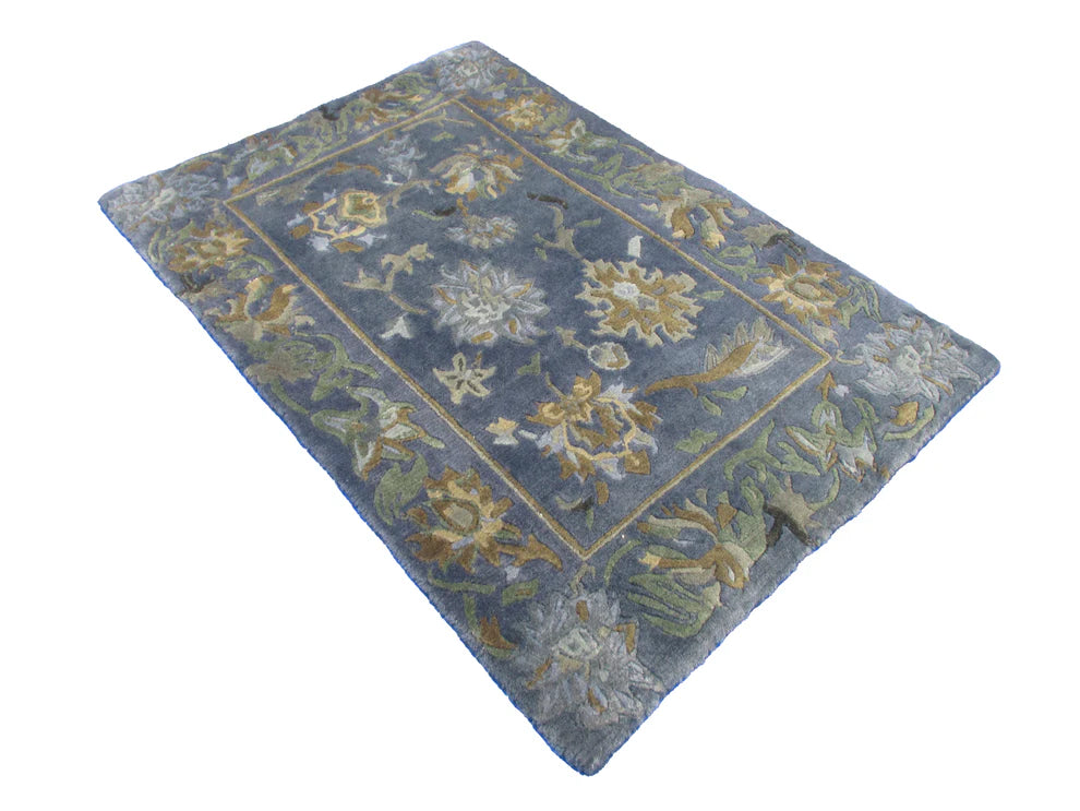 Floral Wool 3.0X2.0 feet Rug – Vintage Style Area Carpet