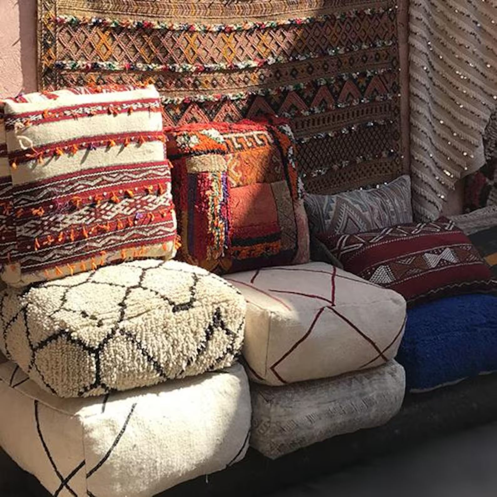 Moroccan Kilim Pouf, Floor Pouf, Vintage Moroccan Ottoman, BeniOurain Pouf, Meditation Cushion, Outdoor Red Kilim Pillow Cover