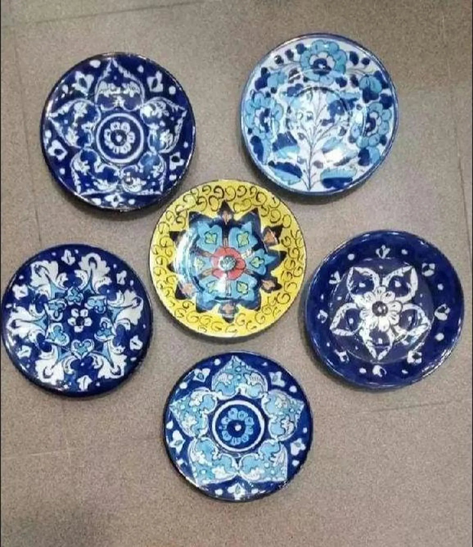 Blue pottery wall hanging plates