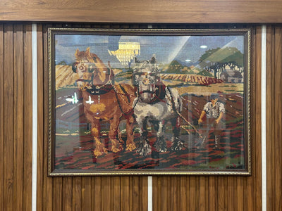 Handmade Vintage Tapestry (Gobelin/Goblin) Working Farm Scene