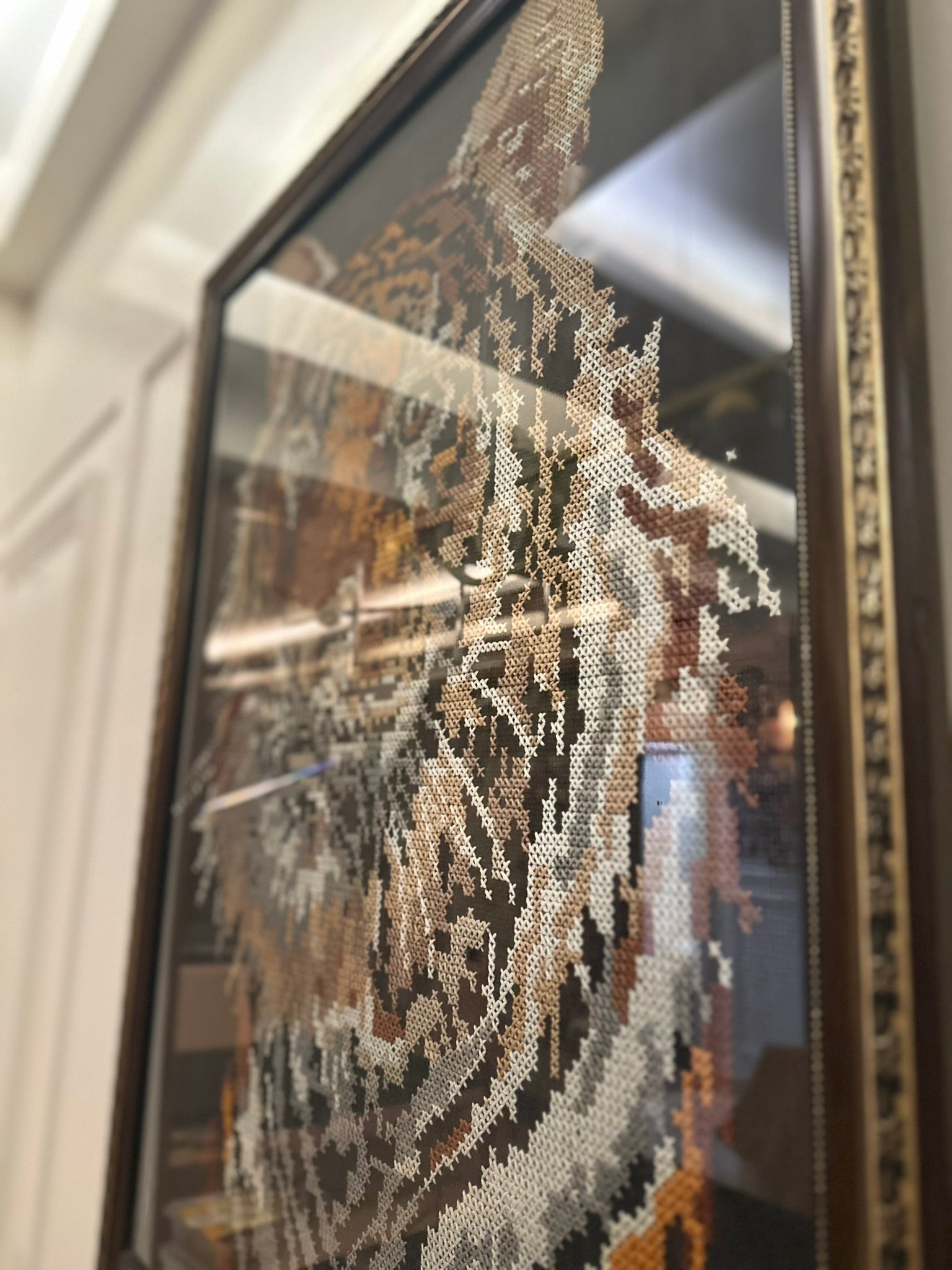 Gorgeous Vintage Tapestry Picture of a Tiger Head Study, Beautiful Condition