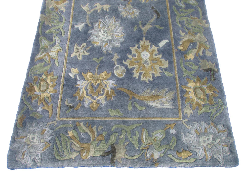 Floral Wool 3.0X2.0 feet Rug – Vintage Style Area Carpet