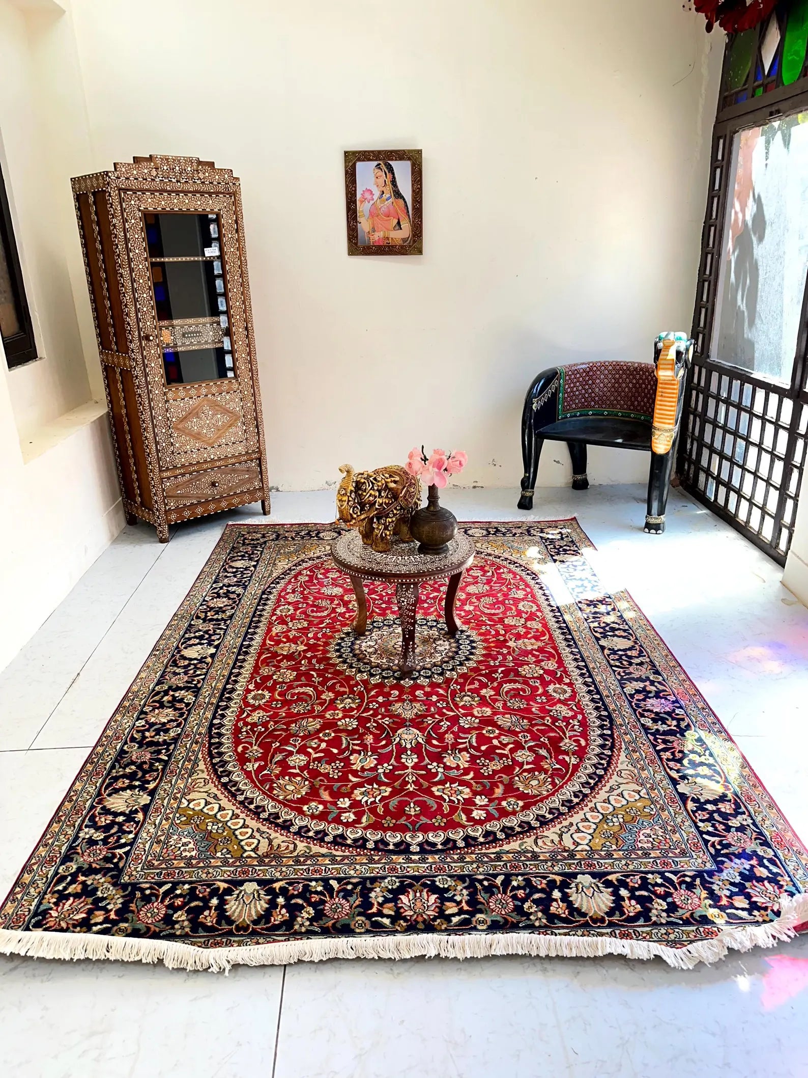 6x9 ft Royal Carpet, Handmade Rugs, Real Silk carpet, Palace rugs, Designer carpet, Made in Kashmir, Oriental designs, Living room carpets