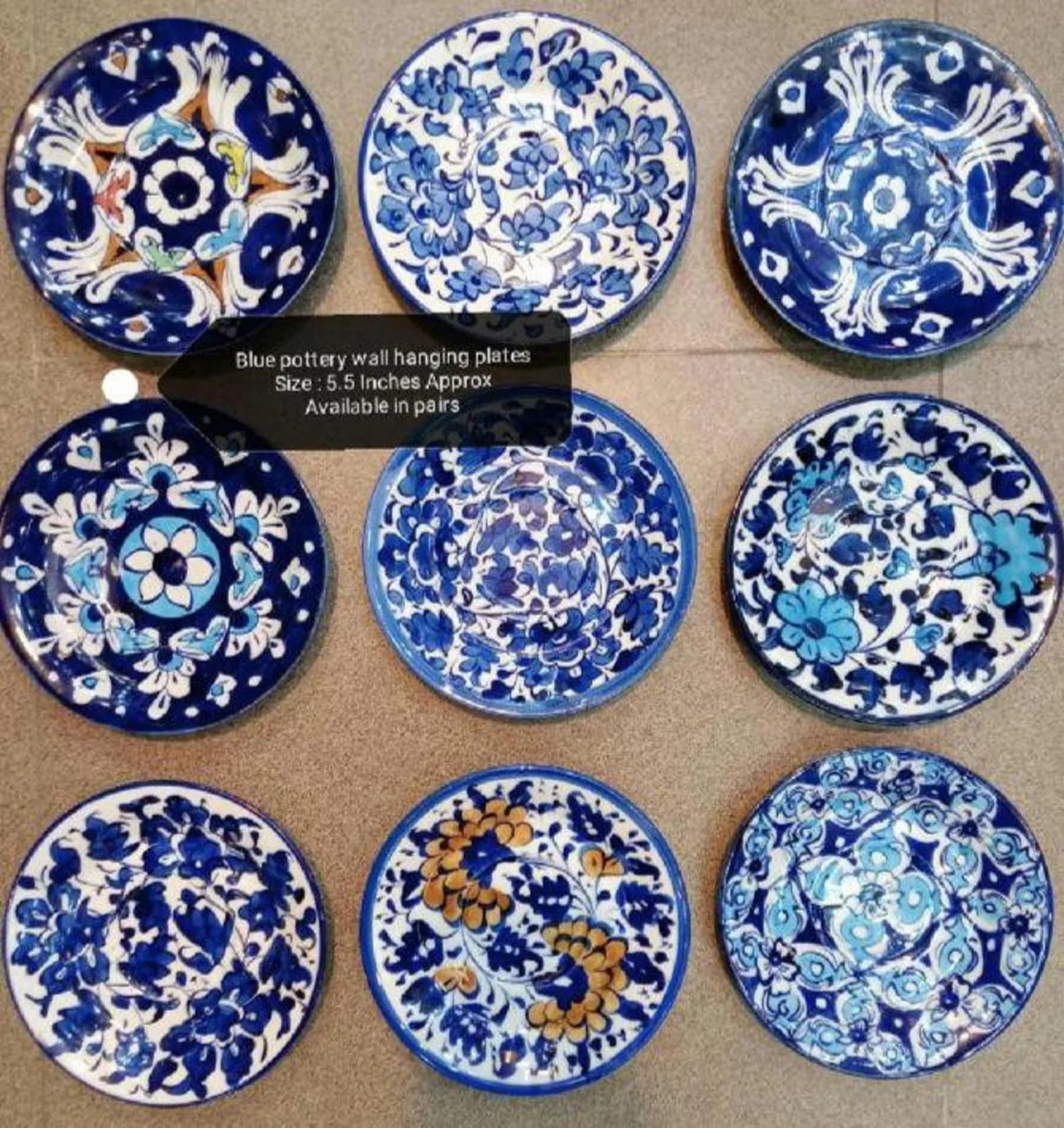Blue pottery wall hanging plates