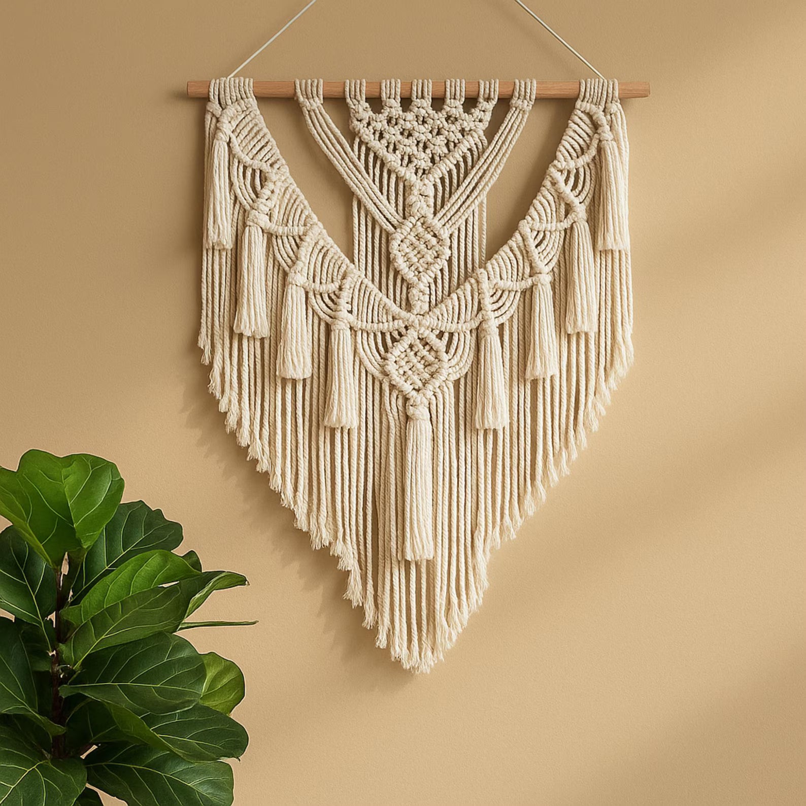 Handmade Macrame Woven Wall Hanging: Boho Chic Home Decor
